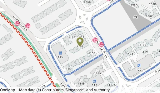 Location map of Blk 115B Canberra Walk, a HDB resale block in Sembawang, Singapore