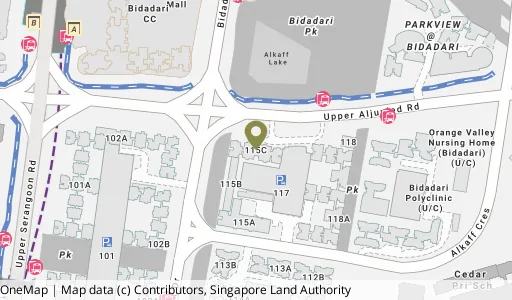 Location map of Blk 115C Alkaff Cres, a HDB resale block in Toa Payoh, Singapore
