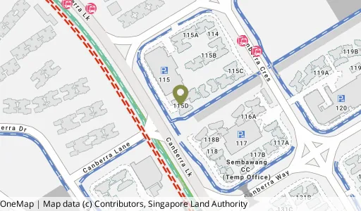 Location map of Blk 115D Canberra Walk, a HDB resale block in Sembawang, Singapore