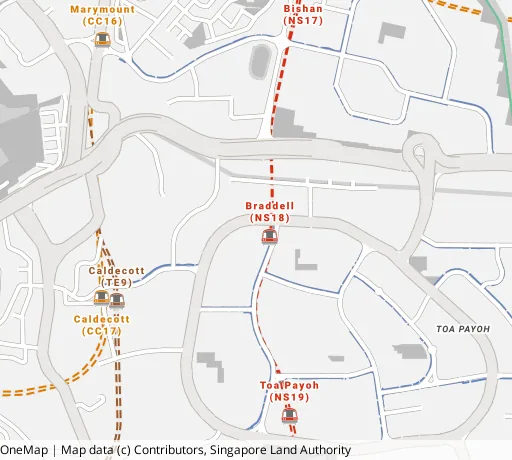 Map of the area around Blk 116 Lor 2 Toa Payoh in Toa Payoh, showing 400 m and 1 km rings and 3 primary schools within 1 km