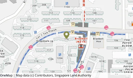 Location map of Blk 116 Lor 2 Toa Payoh, a HDB resale block in Toa Payoh, Singapore