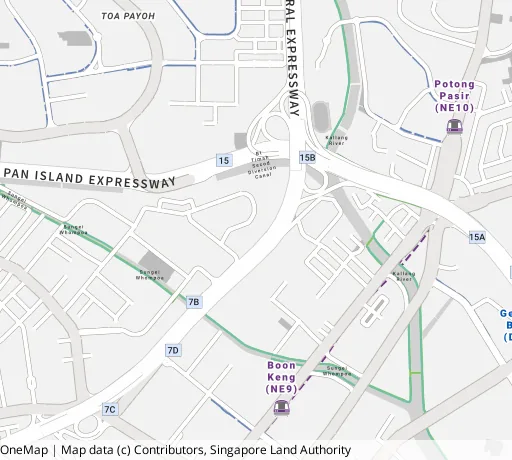 Map of the area around Blk 116A Jln Tenteram in Kallang/Whampoa, showing 400 m and 1 km rings and 3 primary schools within 1 km