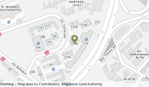 Location map of Blk 116B Jln Tenteram, a HDB resale block in Kallang/Whampoa, Singapore