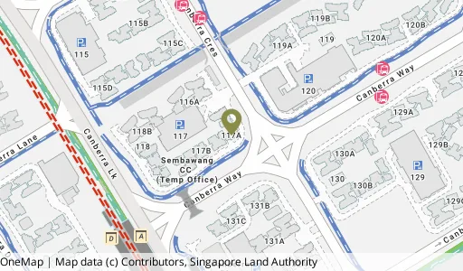 Location map of Blk 117A Canberra Cres, a HDB resale block in Sembawang, Singapore
