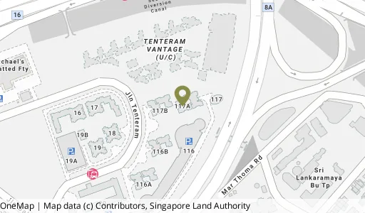 Location map of Blk 117A Jln Tenteram, a HDB resale block in Kallang/Whampoa, Singapore