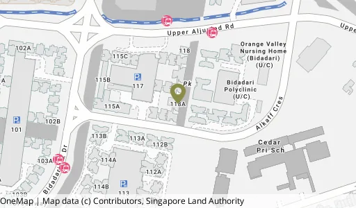 Location map of Blk 118A Alkaff Cres, a HDB resale block in Toa Payoh, Singapore