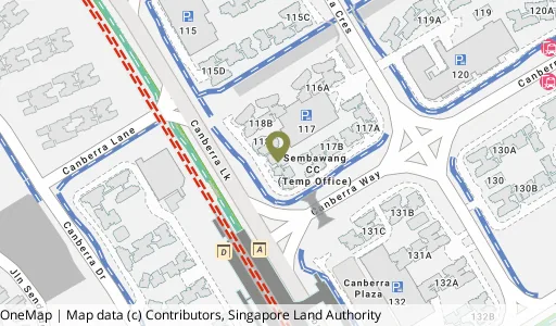 Location map of Blk 118A Canberra Cres, a HDB resale block in Sembawang, Singapore