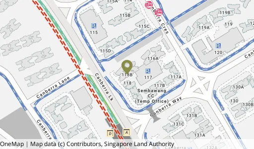 Location map of Blk 118B Canberra Cres, a HDB resale block in Sembawang, Singapore