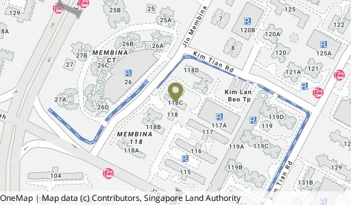 Location map of Blk 118C Jln Membina, a HDB resale block in Bukit Merah, Singapore