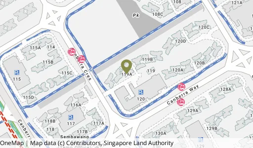 Location map of Blk 119A Canberra Cres, a HDB resale block in Sembawang, Singapore