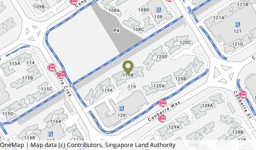Location map of Blk 119B Canberra Cres, a HDB resale block in Sembawang, Singapore