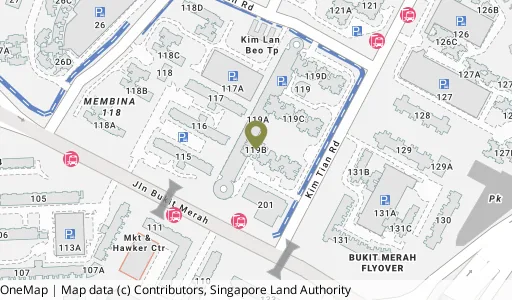 Location map of Blk 119B Kim Tian Rd, a HDB resale block in Bukit Merah, Singapore