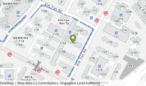 Location map of Blk 119C Kim Tian Rd, a HDB resale block in Bukit Merah, Singapore
