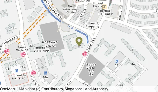 Location map of Blk 12 Holland Ave, a HDB resale block in Queenstown, Singapore