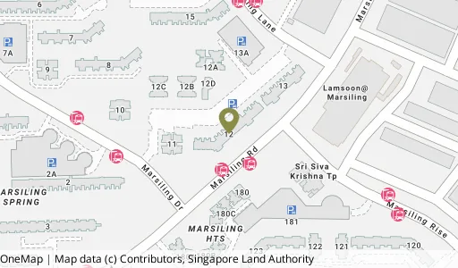 Location map of Blk 12 Marsiling Lane, a HDB resale block in Woodlands, Singapore