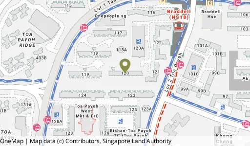 Location map of Blk 120 Lor 2 Toa Payoh, a HDB resale block in Toa Payoh, Singapore