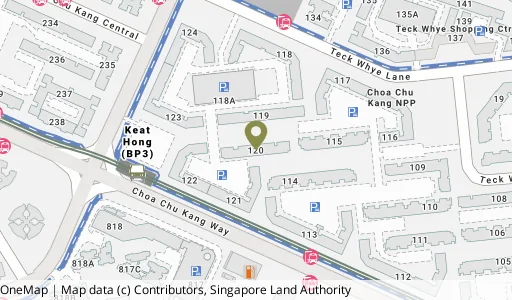 Location map of Blk 120 Teck Whye Lane, a HDB resale block in Choa Chu Kang, Singapore
