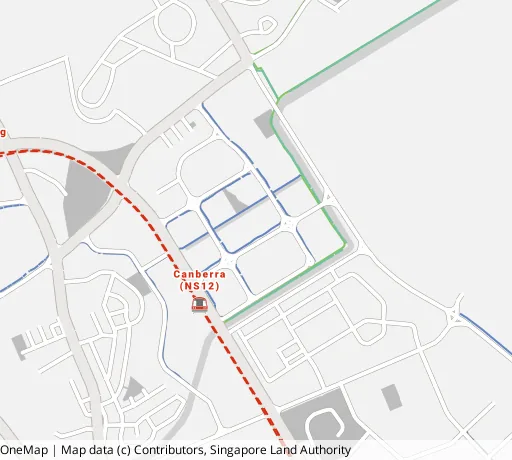 Map of the area around Blk 120A Canberra Cres in Sembawang, showing 400 m and 1 km rings and 1 supermarket within 1 km