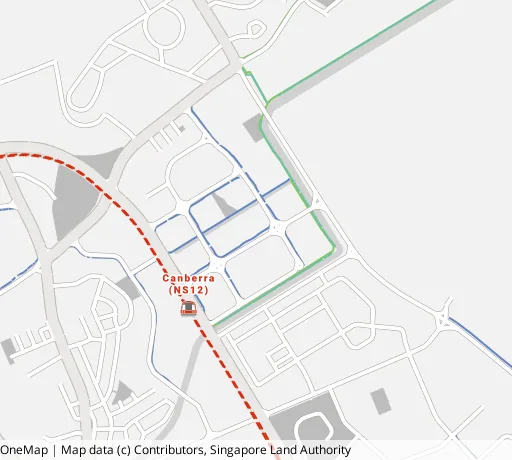 Map of the area around Blk 120B Canberra Cres in Sembawang, showing 400 m and 1 km rings and 5 parks within 1 km