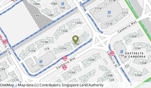 Location map of Blk 120B Canberra Cres, a HDB resale block in Sembawang, Singapore