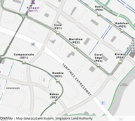 Map of the area around Blk 120B Edgedale Plains in Punggol, showing 400 m and 1 km rings and 6 primary schools within 1 km