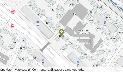 Location map of Blk 120B Edgedale Plains, a HDB resale block in Punggol, Singapore