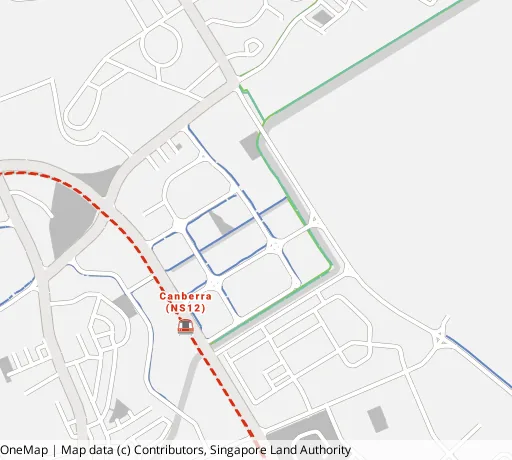 Map of the area around Blk 120C Canberra Cres in Sembawang, showing 400 m and 1 km rings and 3 parks within 1 km