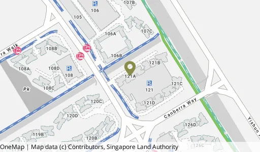 Location map of Blk 121A Canberra St, a HDB resale block in Sembawang, Singapore