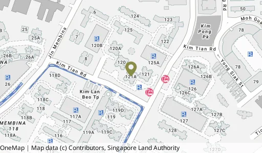 Location map of Blk 121A Kim Tian Pl, a HDB resale block in Bukit Merah, Singapore