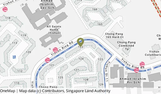 Location map of Blk 122 Yishun St 11, a HDB resale block in Yishun, Singapore