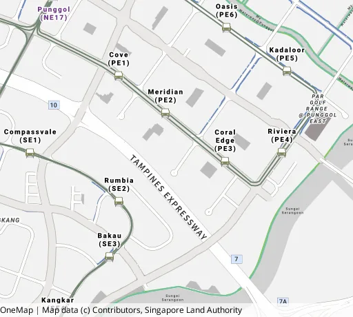 Map of the area around Blk 122B Edgedale Plains in Punggol, showing 400 m and 1 km rings and 5 primary schools within 1 km