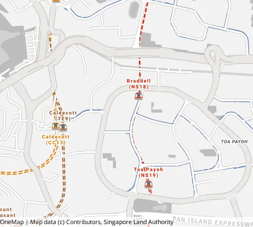 Map of the area around Blk 123 Lor 1 Toa Payoh in Toa Payoh, showing 400 m and 1 km rings and 3 primary schools within 1 km
