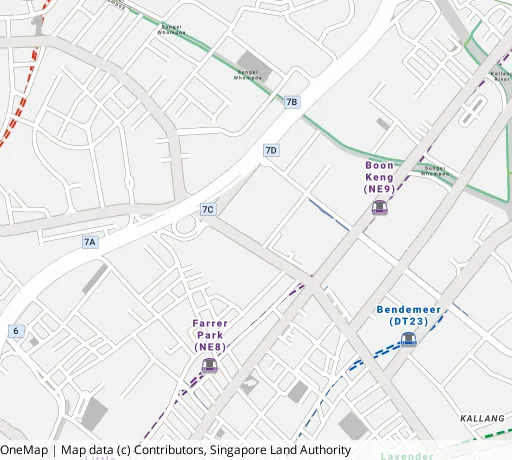 Map of the area around Blk 123 Mcnair Rd in Kallang/Whampoa, showing 400 m and 1 km rings and 2 primary schools within 1 km