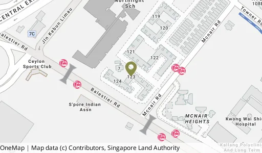 Location map of Blk 123 Mcnair Rd, a HDB resale block in Kallang/Whampoa, Singapore