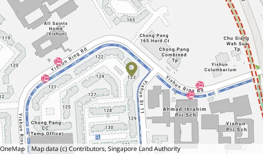 Location map of Blk 123 Yishun St 11, a HDB resale block in Yishun, Singapore