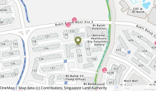 Location map of Blk 125 Bt Batok Ctrl, a HDB resale block in Bukit Batok, Singapore