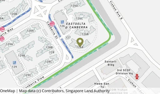 Location map of Blk 126A Canberra St, a HDB resale block in Sembawang, Singapore