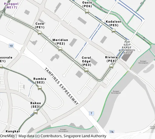 Map of the area around Blk 126A Edgedale Plains in Punggol, showing 400 m and 1 km rings and 6 primary schools within 1 km