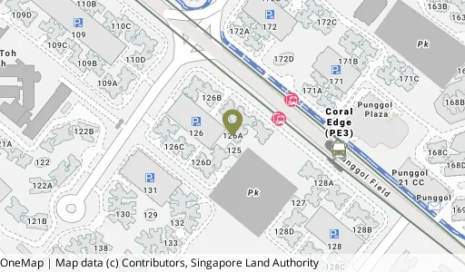 Location map of Blk 126A Edgedale Plains, a HDB resale block in Punggol, Singapore