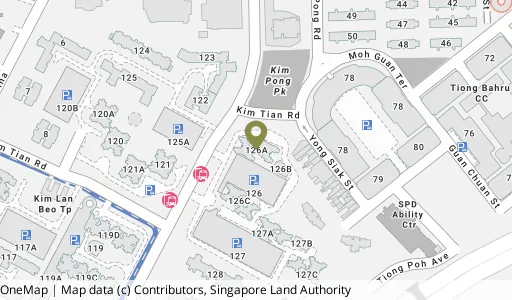 Location map of Blk 126A Kim Tian Rd, a HDB resale block in Bukit Merah, Singapore