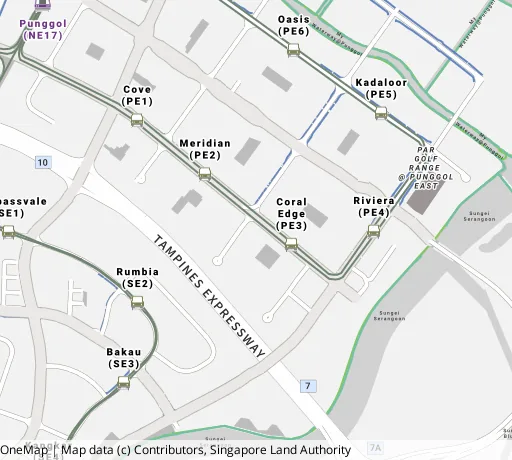 Map of the area around Blk 126B Edgedale Plains in Punggol, showing 400 m and 1 km rings and 6 primary schools within 1 km