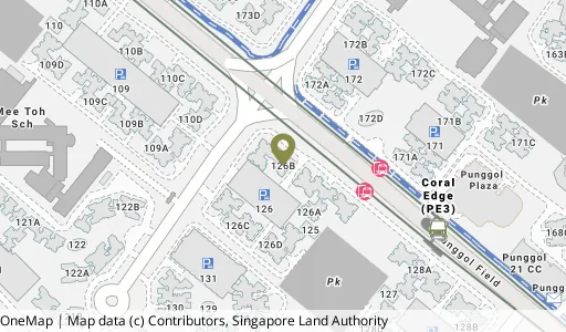 Location map of Blk 126B Edgedale Plains, a HDB resale block in Punggol, Singapore