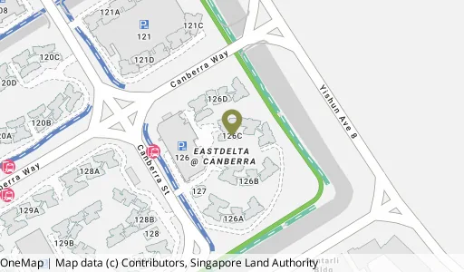 Location map of Blk 126C Canberra St, a HDB resale block in Sembawang, Singapore