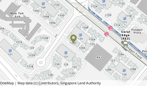 Location map of Blk 126C Edgedale Plains, a HDB resale block in Punggol, Singapore