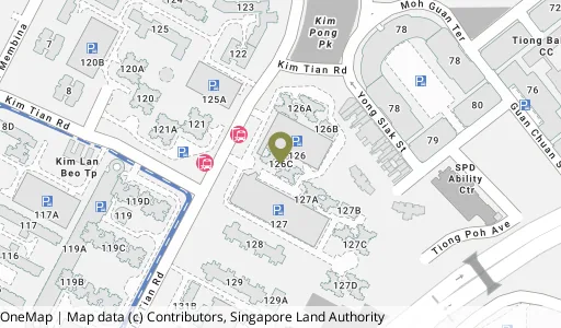 Location map of Blk 126C Kim Tian Rd, a HDB resale block in Bukit Merah, Singapore