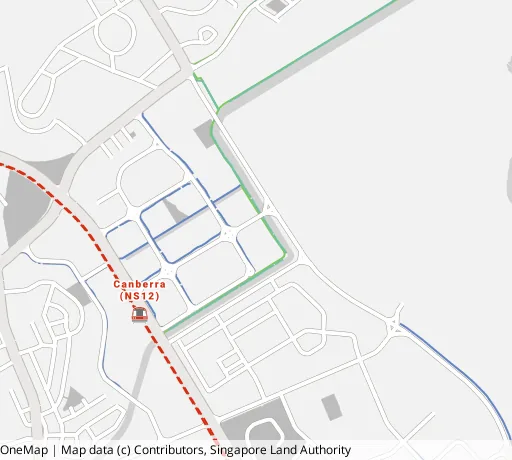 Map of the area around Blk 126D Canberra St in Sembawang, showing 400 m and 1 km rings and 3 parks within 1 km