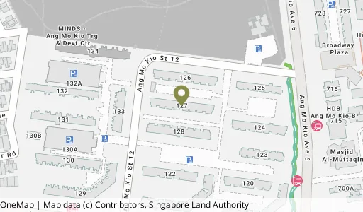 Location map of Blk 127 Ang Mo Kio Ave 3, a HDB resale block in Ang Mo Kio, Singapore