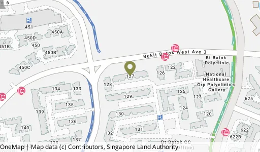 Location map of Blk 127 Bt Batok West Ave 6, a HDB resale block in Bukit Batok, Singapore