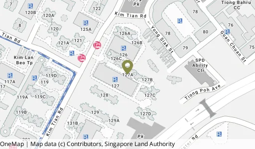 Location map of Blk 127A Kim Tian Rd, a HDB resale block in Bukit Merah, Singapore