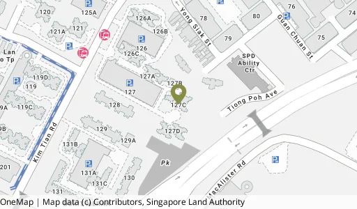 Location map of Blk 127C Kim Tian Rd, a HDB resale block in Bukit Merah, Singapore